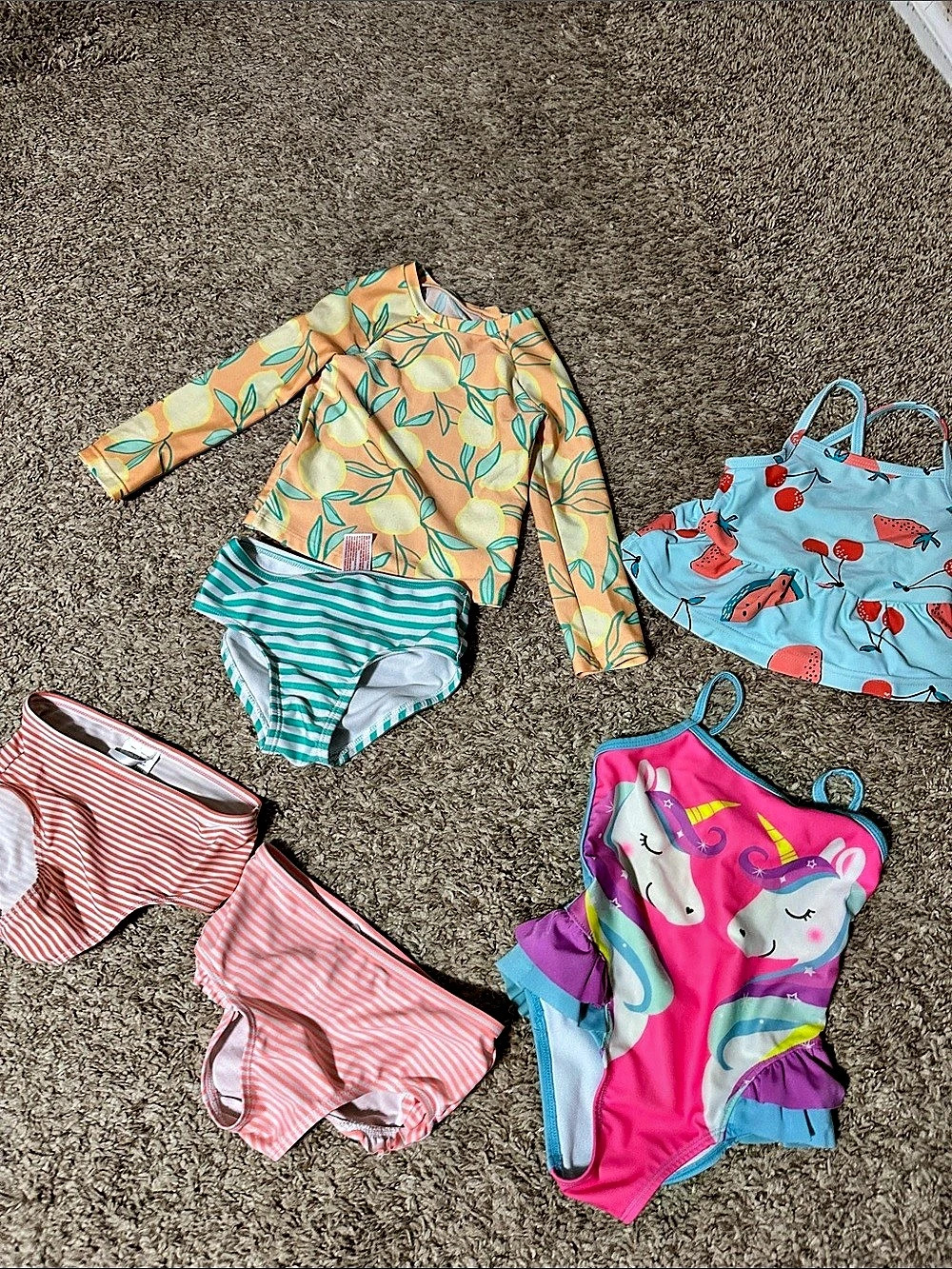 Bundle pack!  Cat & Jack Baby Girl Assorted Swimsuits size 18M - 2T.